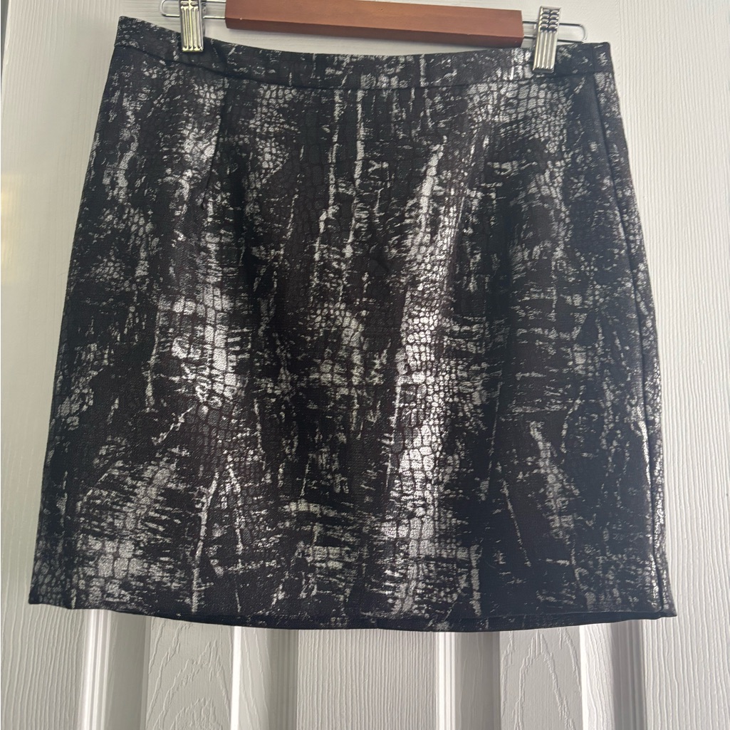 Michael Kors Black And Silver Mini Skirt